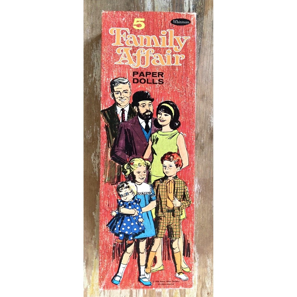 Vintage Whitman Family Affair 5 paper dolls 1968 stands clothes nice box EVC